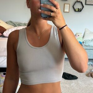 Aerie Soft Gray Ribbed Knit Top